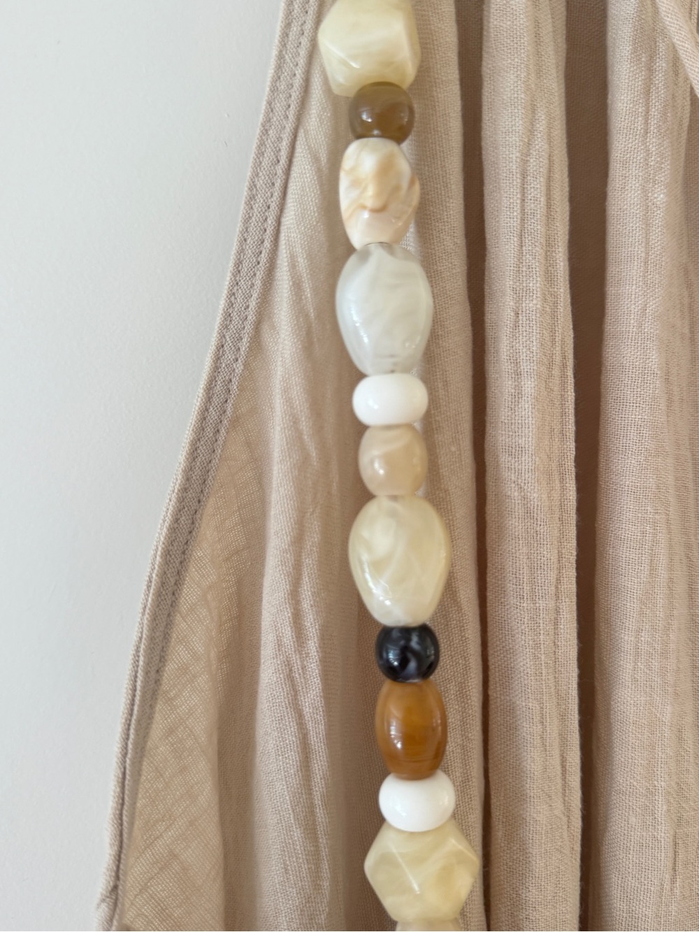 NWT Zara Beaded Strap Halter Maxi Dress Beige Size L - Picture 4 of 5